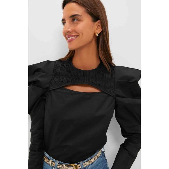 HYACINTH HOUSE Black Keyhole Beckett Blouse Size S NWT Retail $138 Tuckernuck - Picture 4 of 8
